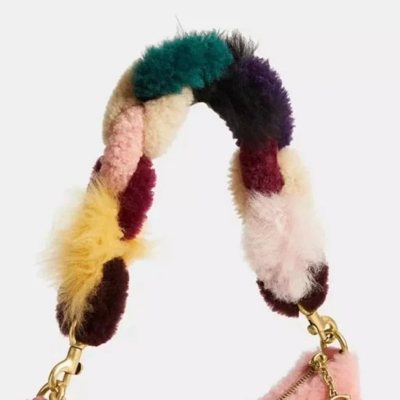 Coach Short Chain Bag Strap in Shearling Brass/Fun Multi 25”L CN066 NWT - Picture 6 of 12